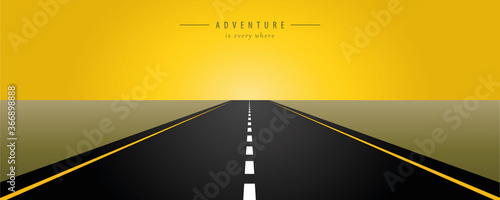 asphalt road yellow sunrise vector illustration EPS10