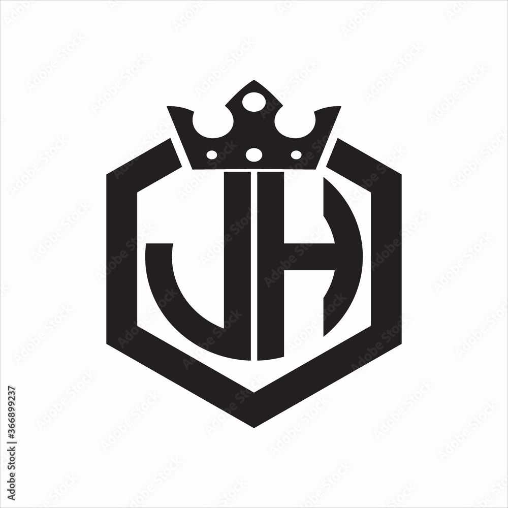 JH logo with shield and crown, initial monogram logo design Stock Vector |  Adobe Stock