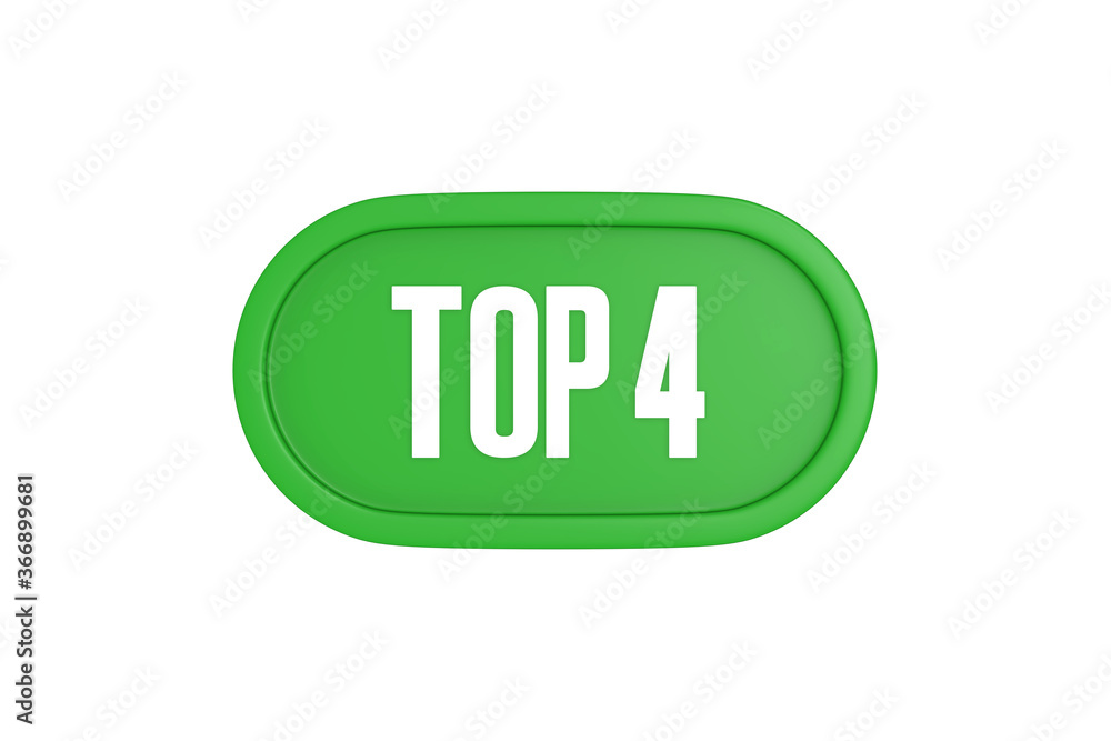 Top 4 sign in green color isolated on white background, 3d illustration. Top 4 sign in green color isolated on white background, 3d illustration.