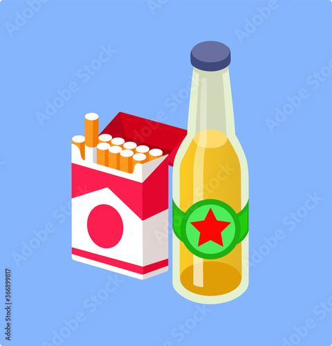 Smoking and Drinking.
Cigarette and Beer.
