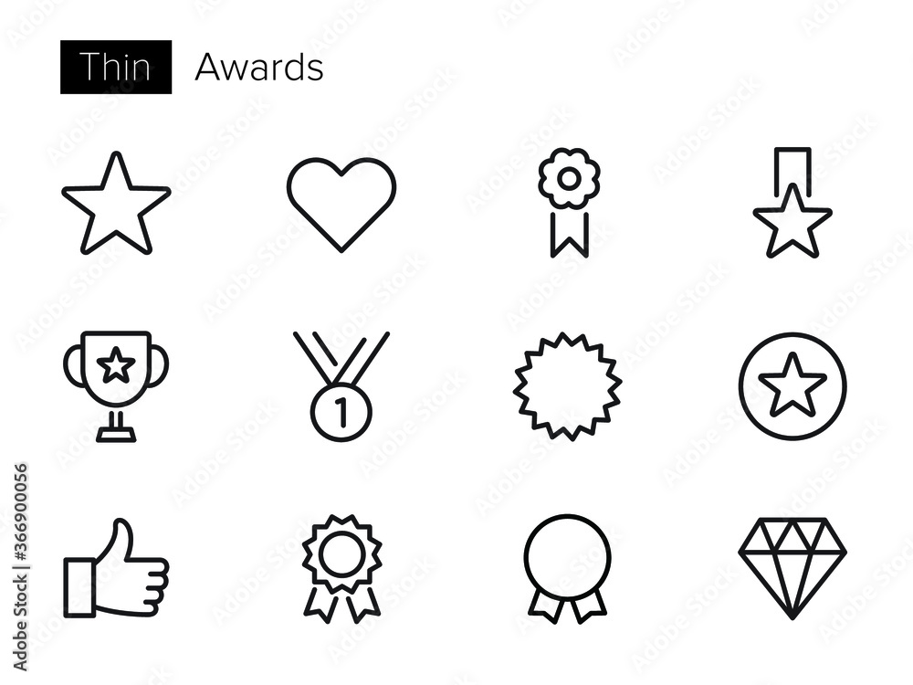 Awards Vector icons set Thin line outline Awards Vector icons set Thin line outline