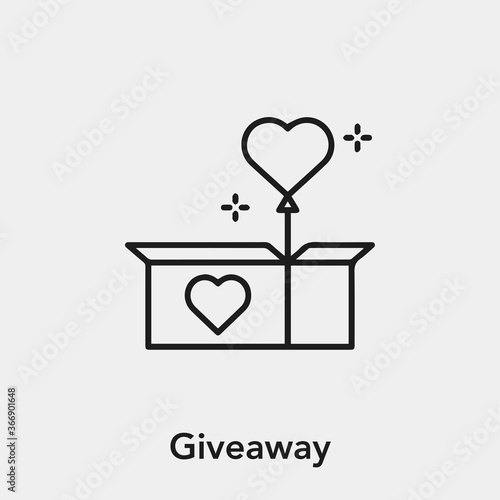 giveaway icon vector. Linear style sign for mobile concept and web design. giveaway symbol illustration. Pixel vector graphics - Vector.