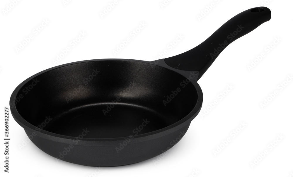 New black frying pan isolated on white background New black frying pan isolated on white background