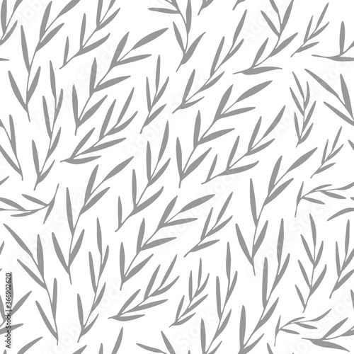 Fototapeta Naklejka Na Ścianę i Meble -  Seamless pattern. Hand drawn gray leaves.