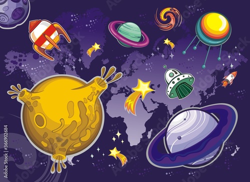 Space background with abstract shape and planets. Web design. space exploring.