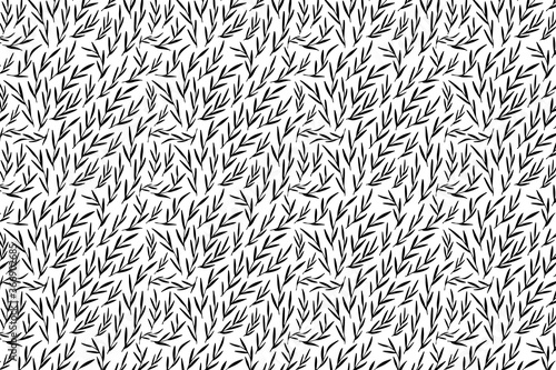 Black and white background. Hand drawn gray leaf pattern.