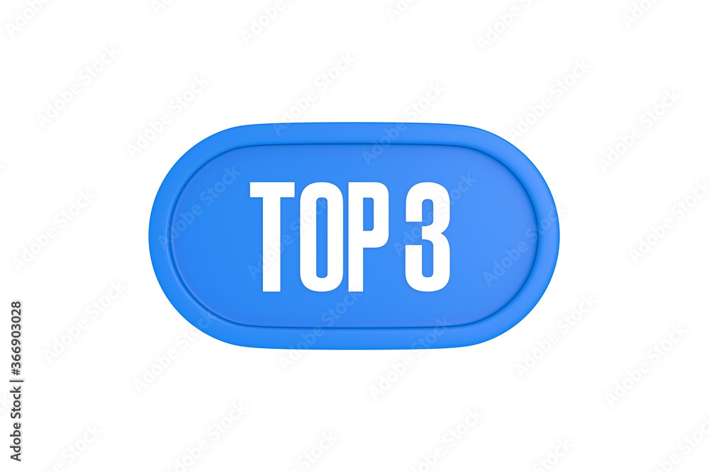 Top 3 sign in light blue isolated on white background, 3d illustration. Top 3 sign in light blue isolated on white background, 3d illustration.