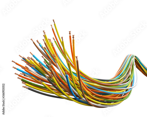 Colored wires on a white background. 3d illustration photo