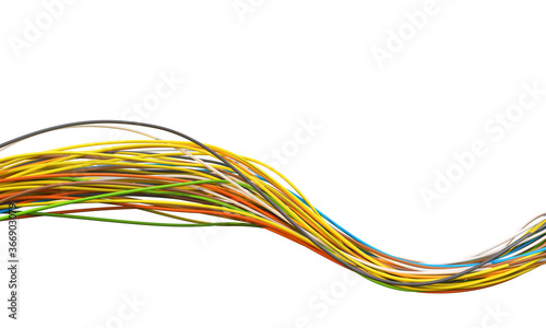 Colored wires on a white background. 3d illustration photo