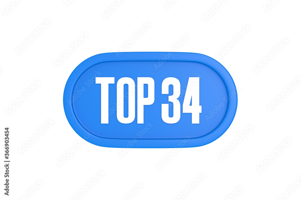 Top 34 sign in light blue isolated on white background, 3d illustration. Top 34 sign in light blue isolated on white background, 3d illustration.