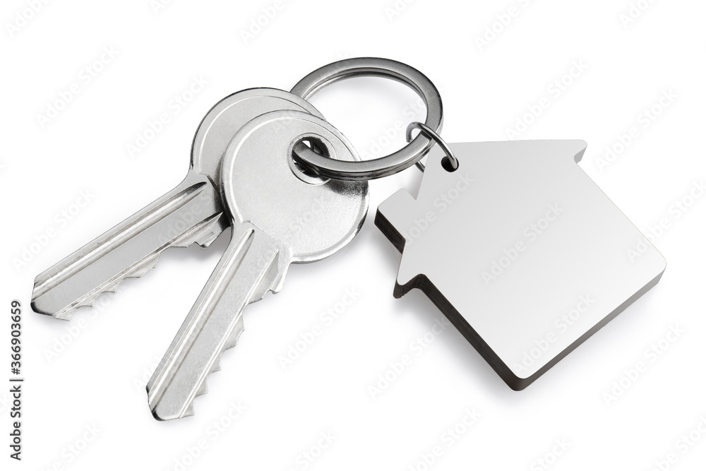 Two house keys close-up, isolated on white background Two house keys close-up, isolated on white background