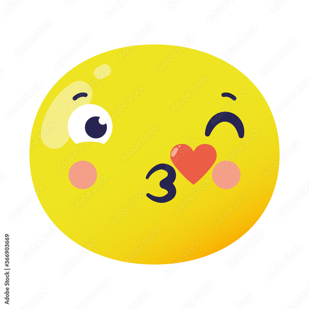 Fototapeta premium kissing emoji face classic flat style icon