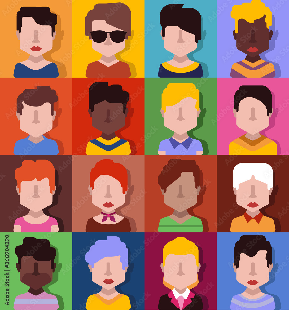 User avatars, avatars with faces and heads for social network ( Male and female faces ) User avatars, avatars with faces and heads for social network ( Male and female faces )