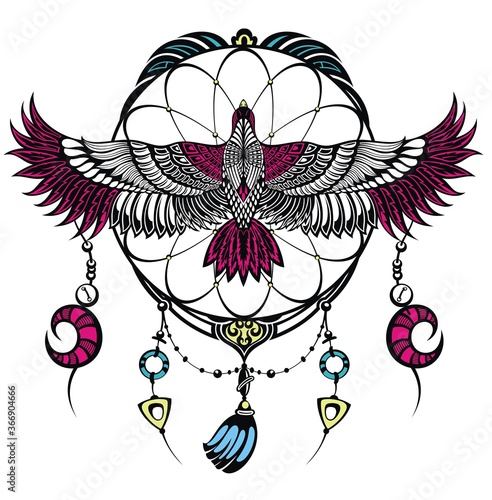 Falcon tattoo logo.  Design vector template with bird