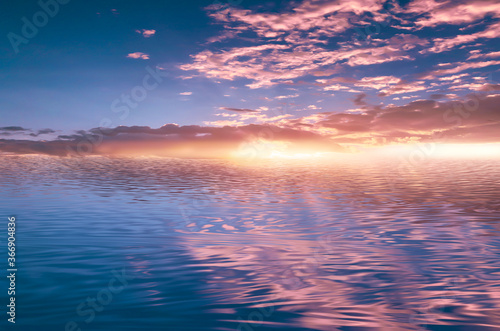 Sea sunset, neon light. Clo...