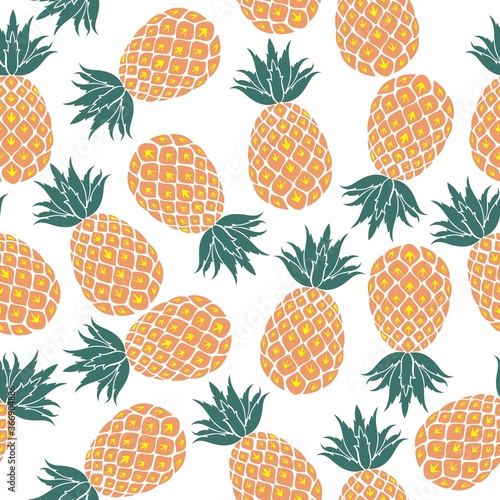 Pineapple seamless pattern. Vector illustration.
