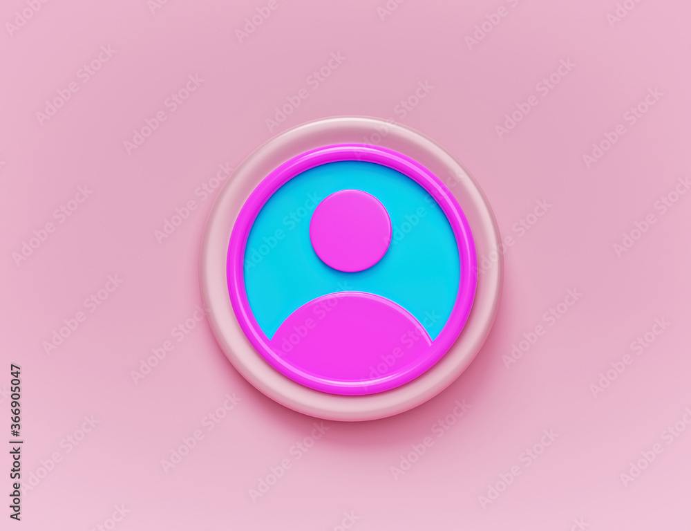 User profile Icon in trendy minimal pink pastel background. 3d rendering User profile Icon in trendy minimal pink pastel background. 3d rendering