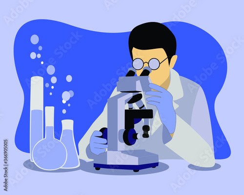2d flat illustration people researching in laboratories, coronavirus vaccine research