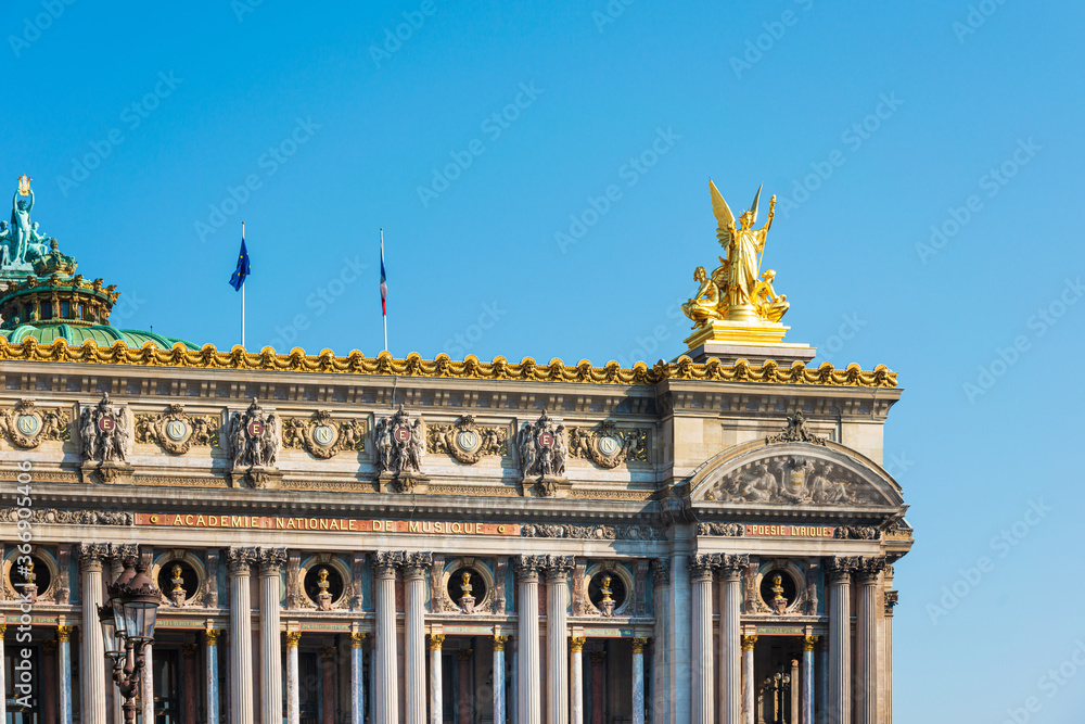 PARIS, FRANCE - August 22, 2019: The Palais Garnier, which was built from 1861 to 1875 for the Paris Opera