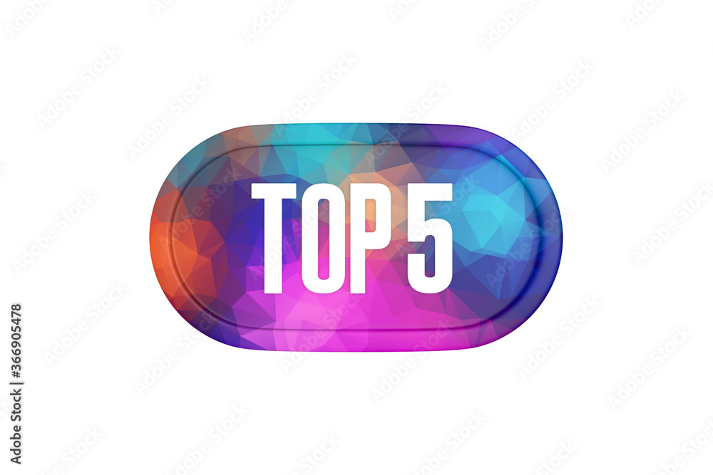 Top 5 sign in multicolor isolated on white background, 3d illustration. Top 5 sign in multicolor isolated on white background, 3d illustration.