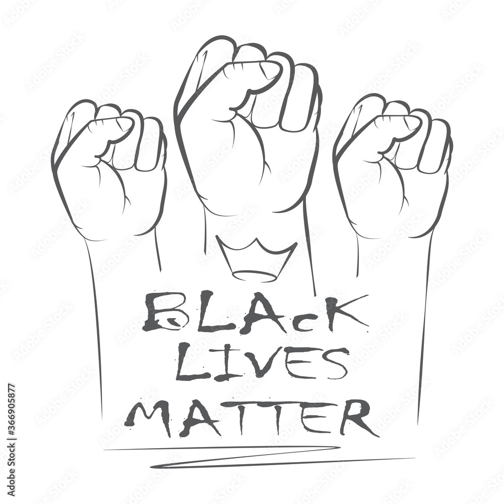 Three hands symbol for Anti Racism protest in USA to stop violence to black people. Fight for human right of Black People in U.S. America. Flat style vector Three hands symbol for Anti Racism protest in USA to stop violence to black people. Fight for human right of Black People in U.S. America. Flat style vector