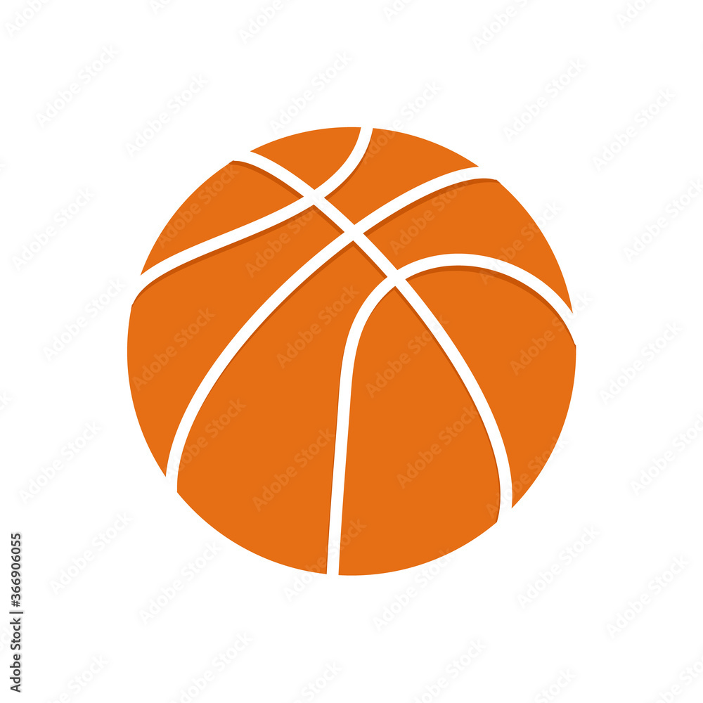 Basketball ball with white outline on an isolated white background. Vector graphics for application and website design, icon, logo, sport symbol. Flat style, outline. Textured orange ball.