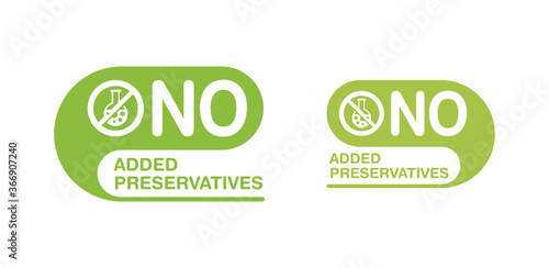 No added preservatives stamp with crossed flask - isolated vector icon for healthy food and cosmetics products packaging 
