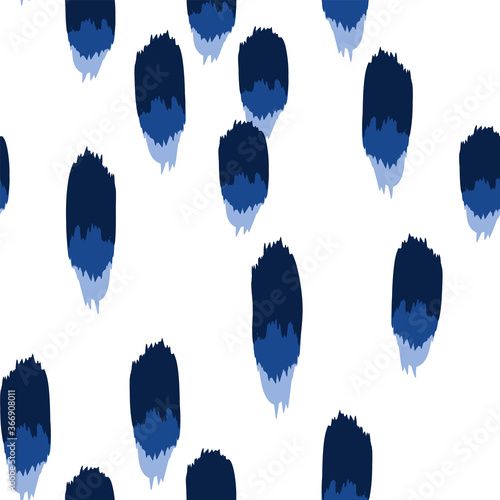 Indigo Brushstroke Vector Seamless Pattern. 