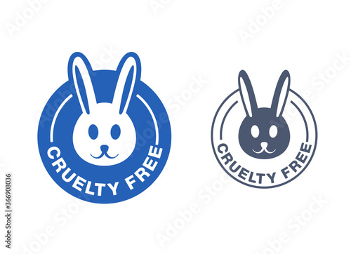 Cruelty free emblem - not tested on animals certified stamp with drawn rabbit silhouette - isolated vector packaging icon