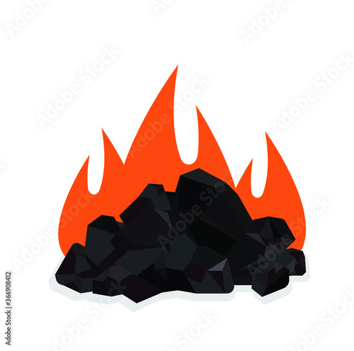 Pile of charcoal , coal heaps of coals 