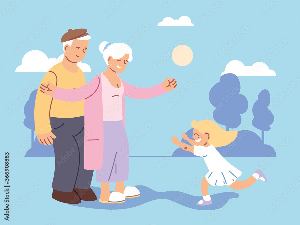 grandpa and grandma with granddaughter, happy grandparents day grandpa and grandma with granddaughter, happy grandparents day
