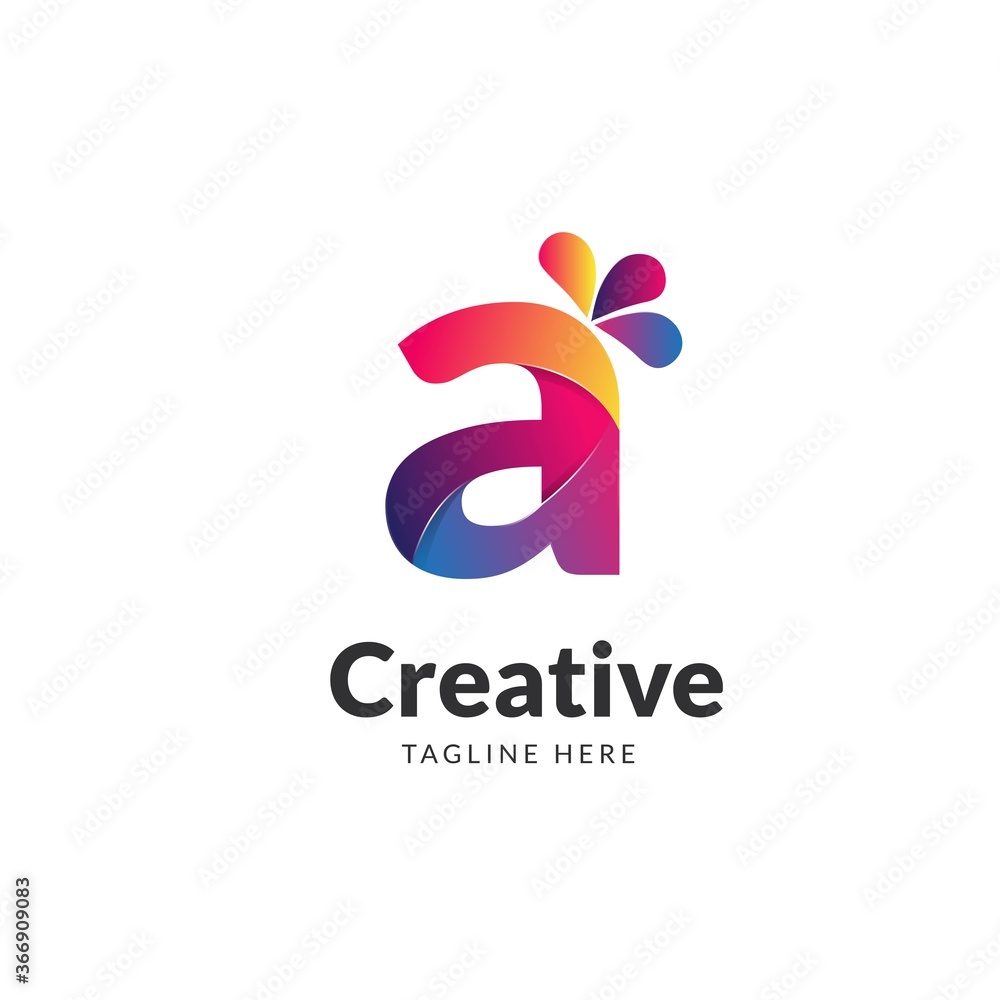 Letter A with creative concepts. A logo template, letter A icon, full color logos, Vector, illustrations	