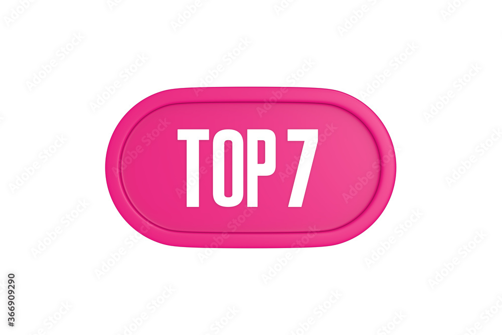 Top 7 sign in pink color isolated on white background, 3d illustration. Top 7 sign in pink color isolated on white background, 3d illustration.