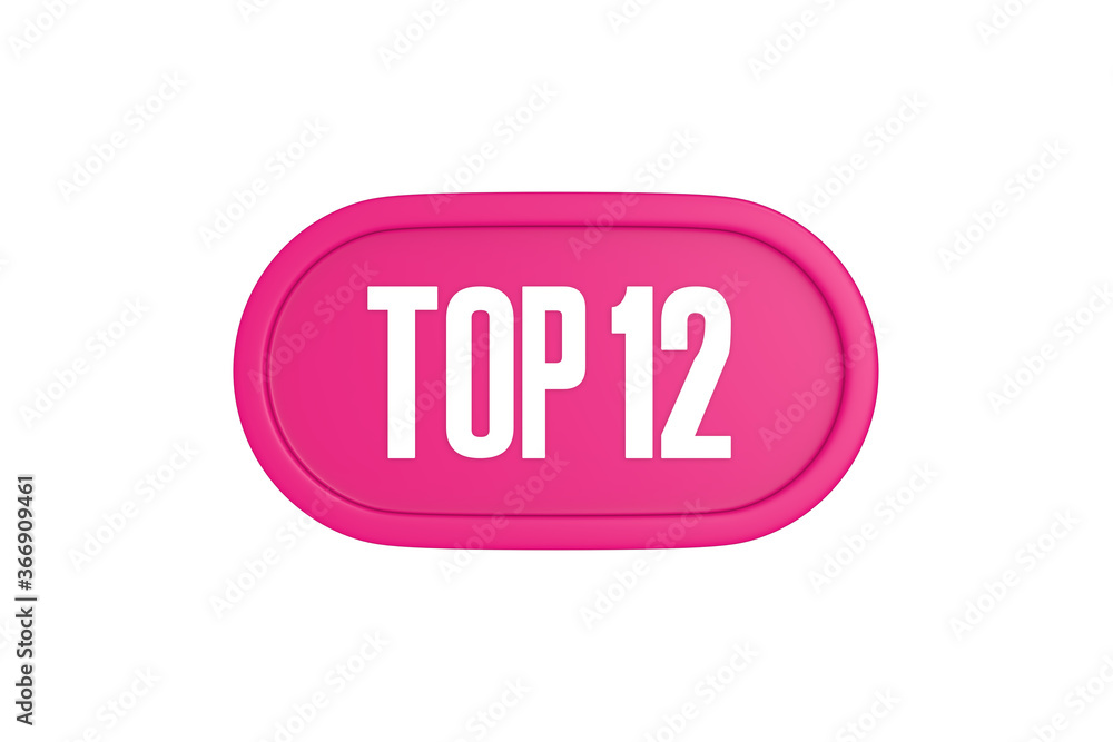 Top 12 sign in pink color isolated on white background, 3d illustration. Top 12 sign in pink color isolated on white background, 3d illustration.