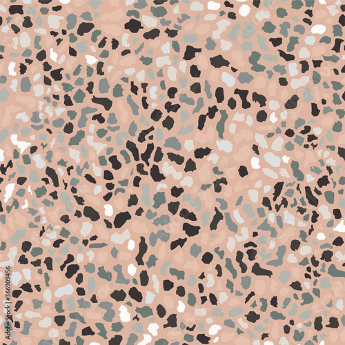 Terrazzo flooring, seamless pink pattern texture. Abstract vector background design for print on floor, wall, tile or textile.