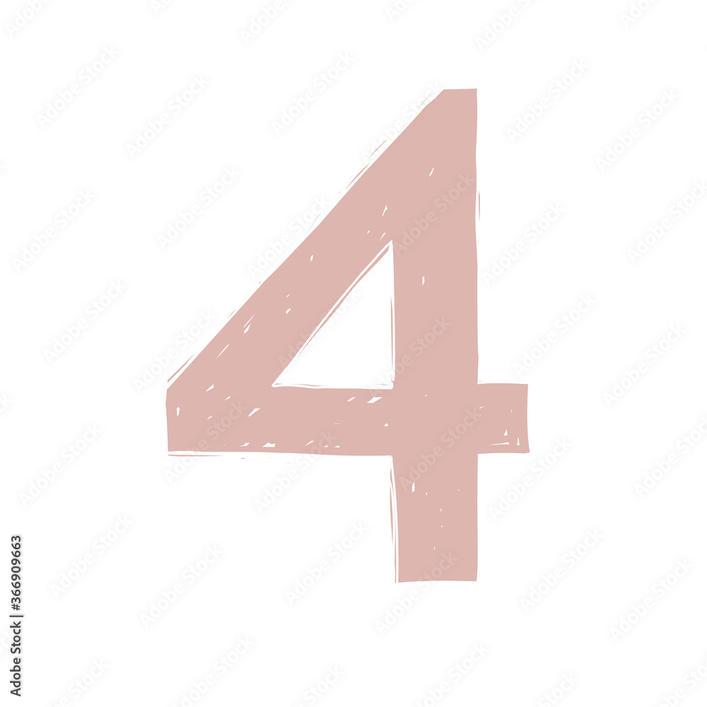 Fototapeta premium Four. Number 4. Abstract math alphabet. School graphic vector illustration. Mathematics font design.