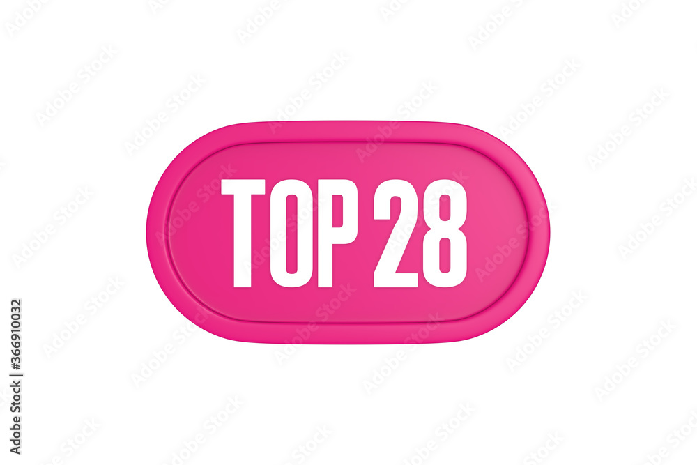 Top 28 sign in pink color isolated on white background, 3d illustration. Top 28 sign in pink color isolated on white background, 3d illustration.