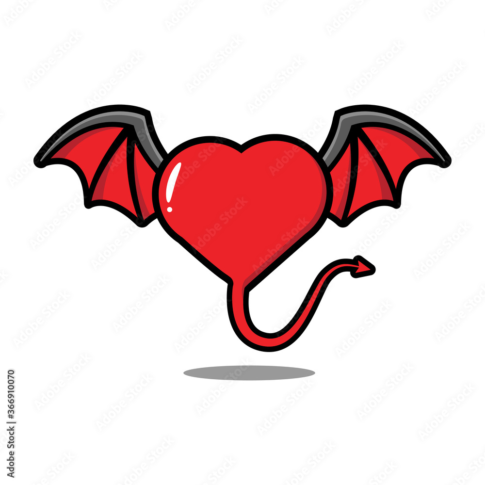 cartoon character of heart with devil wings Stock Vector | Adobe Stock