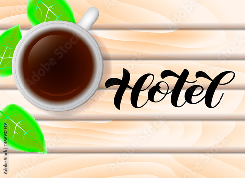 Vector stock illustration. Hotel brush lettering for banner or poster