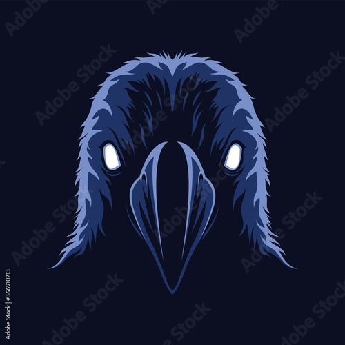 Raven head illustration vector