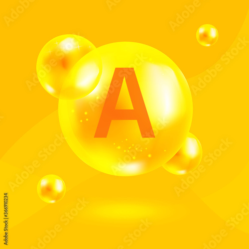 Vitamin A gold icon. Retinol drop drop.