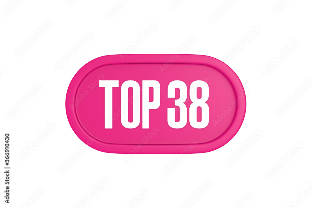 Top 38 sign in pink color isolated on white background, 3d illustration. Top 38 sign in pink color isolated on white background, 3d illustration.