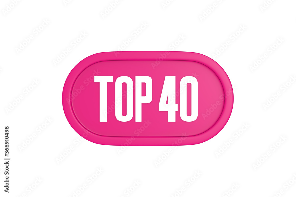 Top 40 sign in pink color isolated on white background, 3d illustration. Top 40 sign in pink color isolated on white background, 3d illustration.