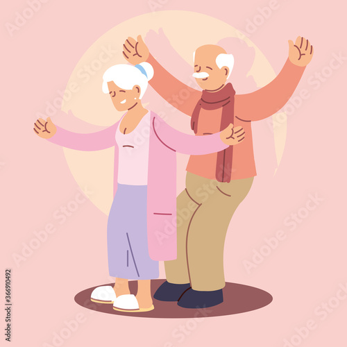 happy grandparents day, grandpa and grandma, elderly couple