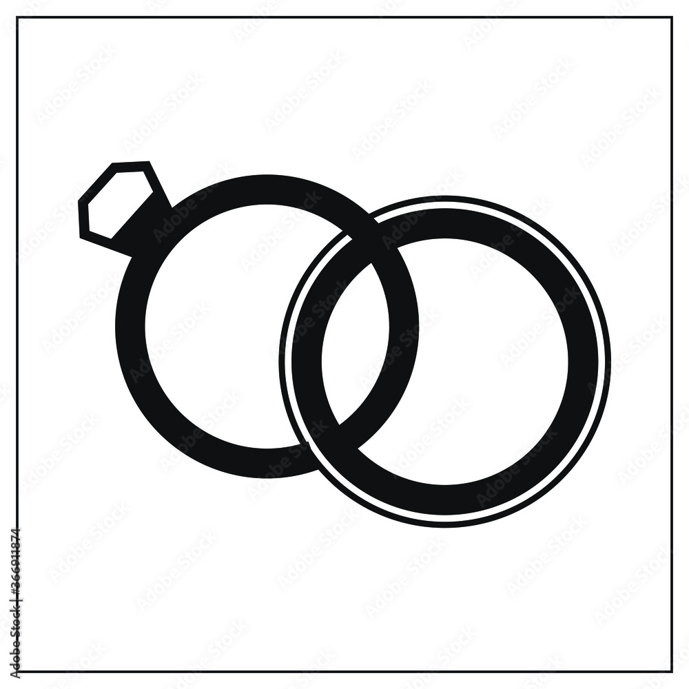 Wedding band set vector, engagement ring isolated icon. Wedding band set vector, engagement ring isolated icon.