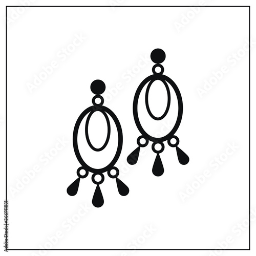 Handmade dangle earrings isolated icon vector