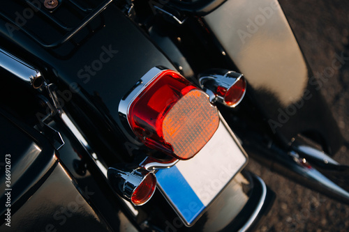 Motorcycle rear taillight lamp close up