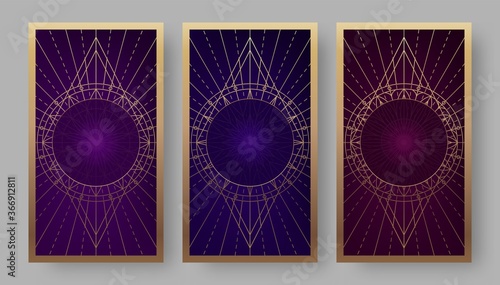 Tarot cards back set with geometric symbols