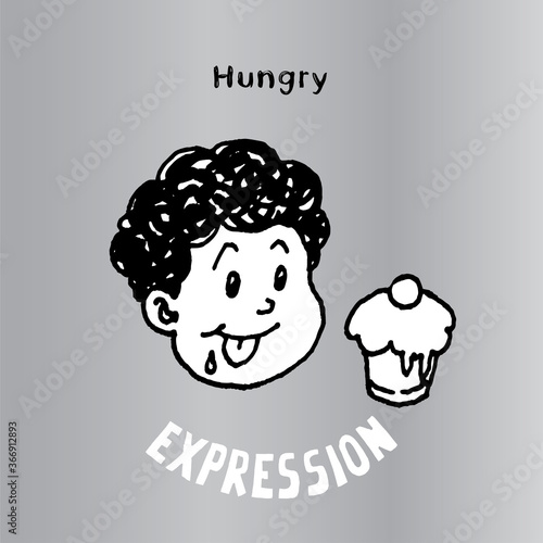 This illustration to express Hungry. It can be used as emoticons and emojis. photo
