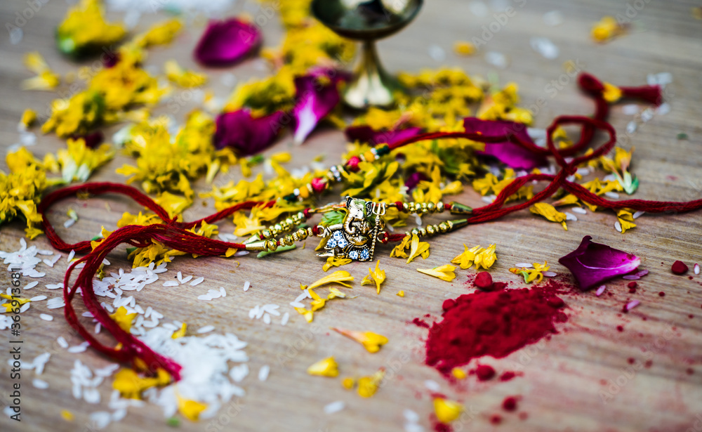 Raksha Bandhan is an Indian Festival. rakhdi with an elegant Rakhi